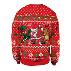 Christmas printed round-neck sweater top for couple