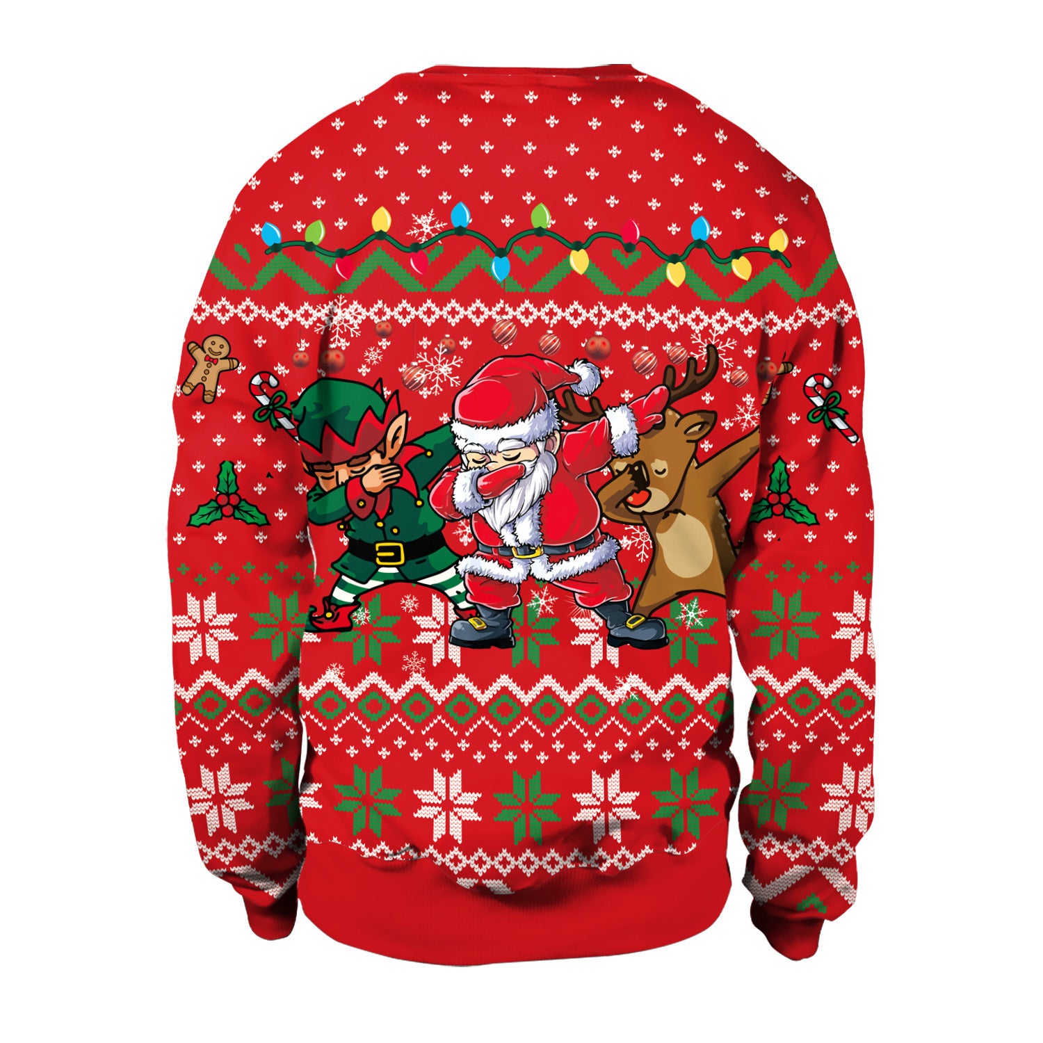 Christmas printed round-neck sweater top for couple