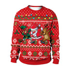 Christmas printed round-neck sweater top for couple