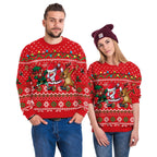 Christmas printed round-neck sweater top for couple