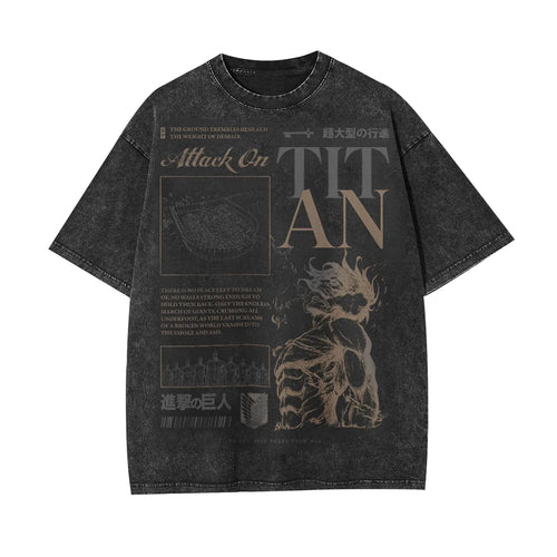 ATTACK ON TITAN UNISEX ANIME INSPIRED VINTAGE T-SHIRT-[FRONT]