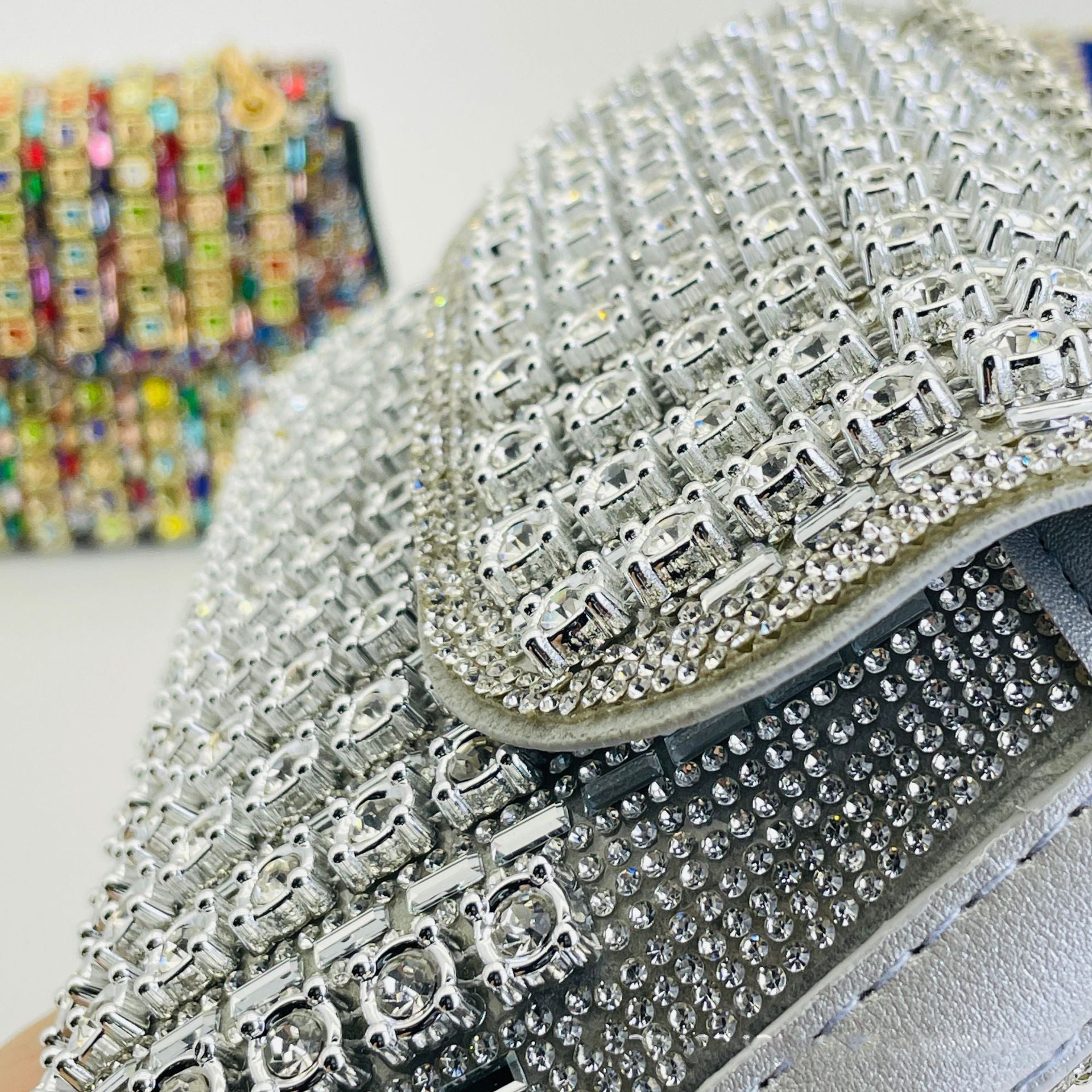Luxury Colorful Rhinestone Evening Clutch Bag For Women, Bling Crystal Diamond Chain Crossbody Bag, Party Prom Night Club Glitter Shoulder Purse, Elegant Formal Event Wedding Handbag