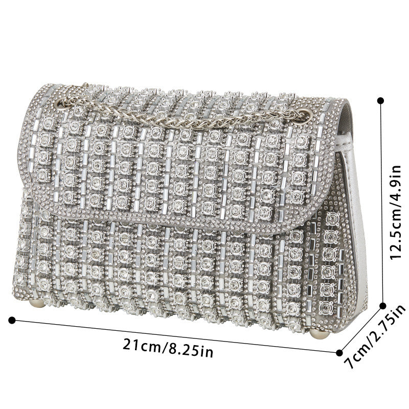Luxury Colorful Rhinestone Evening Clutch Bag For Women, Bling Crystal Diamond Chain Crossbody Bag, Party Prom Night Club Glitter Shoulder Purse, Elegant Formal Event Wedding Handbag
