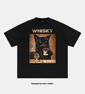 Cat Drink Whiskey Themed Streetwear TEE
