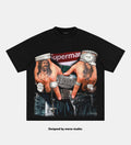 FLEX THE BUCKLE Black Boxy Print Oversized T-Shirt