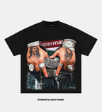 FLEX THE BUCKLE Black Boxy Print Oversized T-Shirt