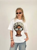 Dollar Bill Curls & Trendy Shades Design Image Print T-shirt