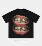 Gold & Jade Unique Grills Lip Print TEE