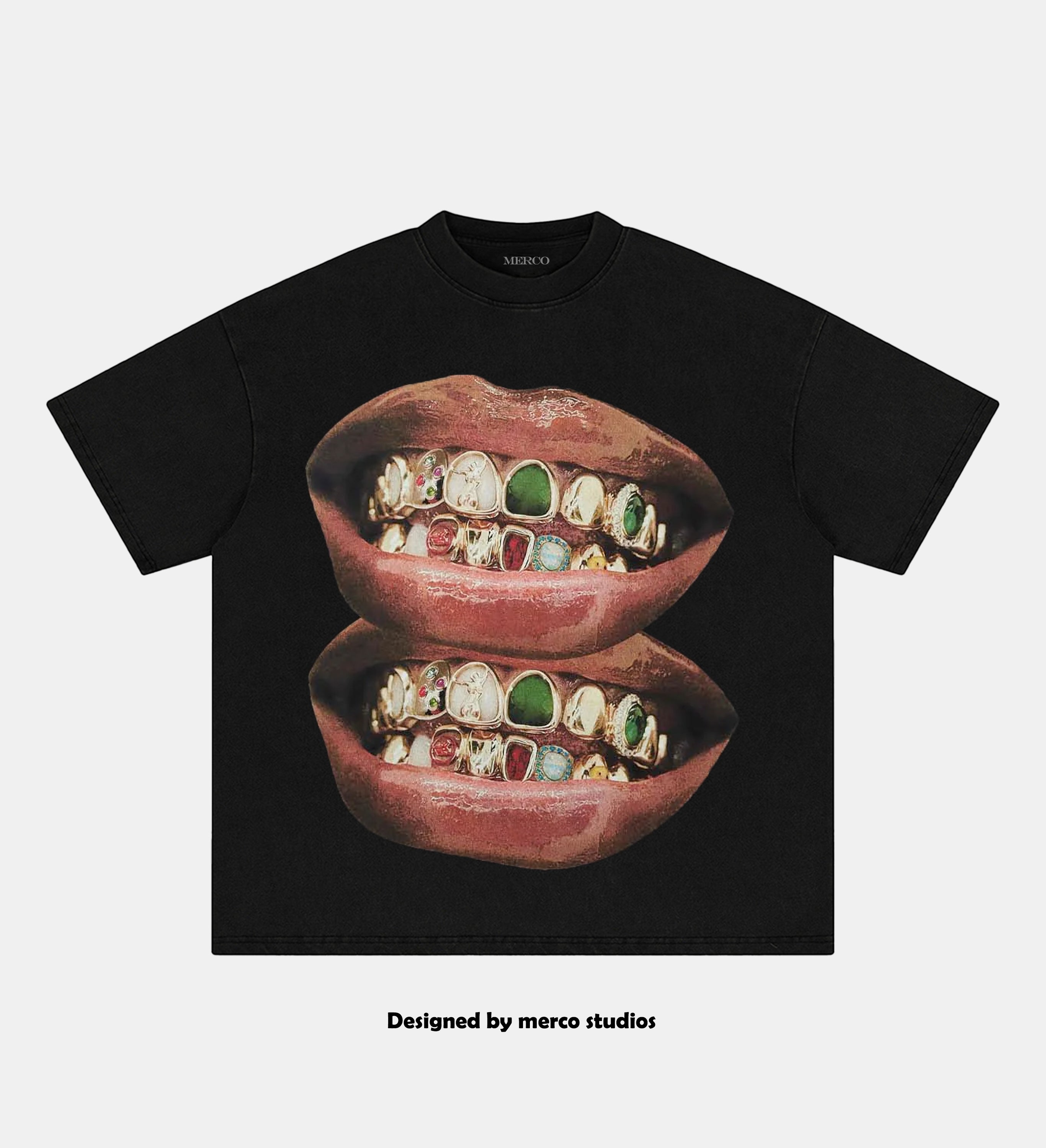 Gold & Jade Unique Grills Lip Print TEE