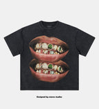 Gold & Jade Unique Grills Lip Print TEE