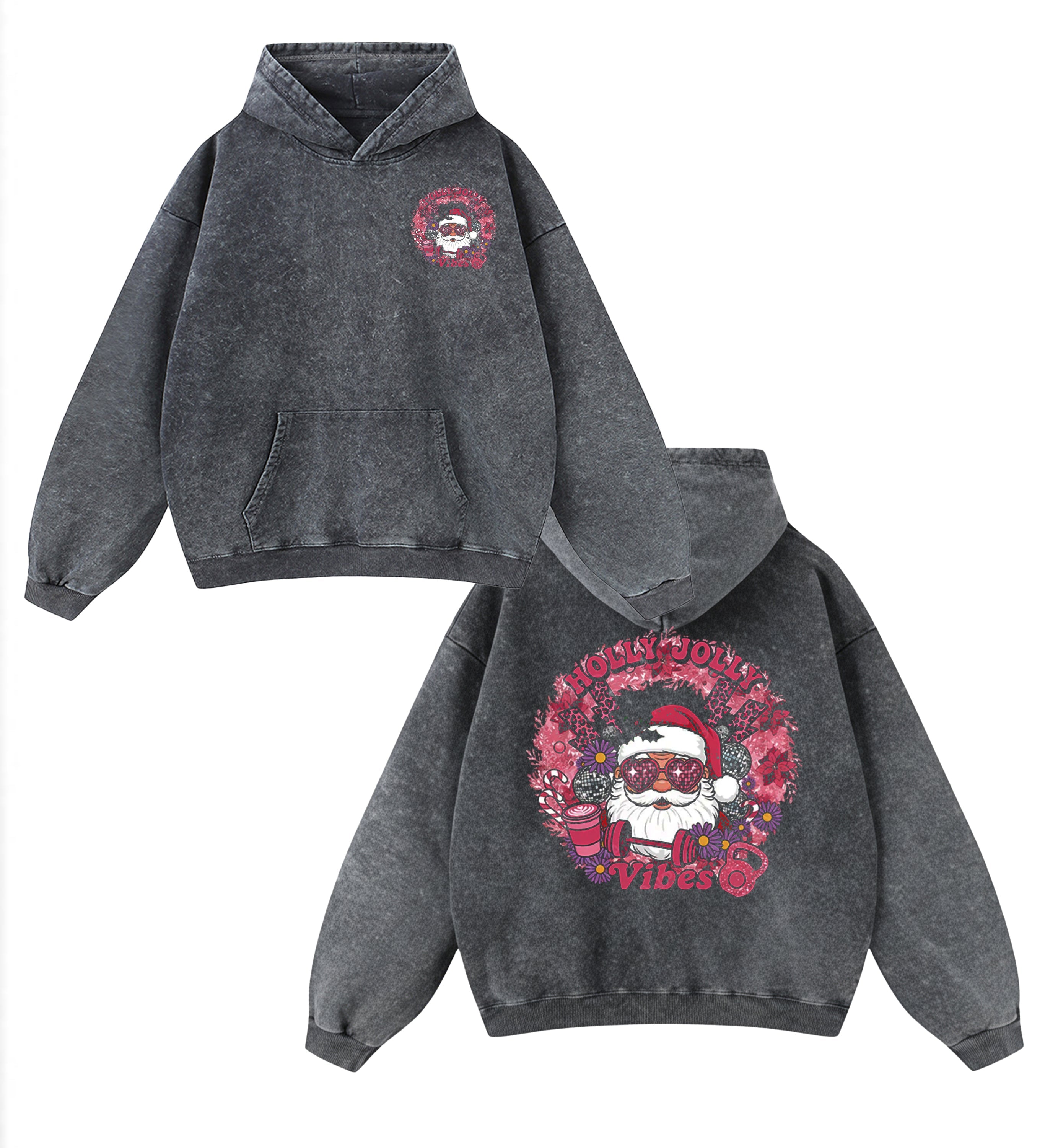 HOLLY JOLLY Vibes printed Gym Shirt & Hoodies