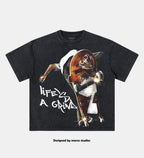 Life is Grind Speeding Skateboarding Teen Print Boxy Oversized T-shirt