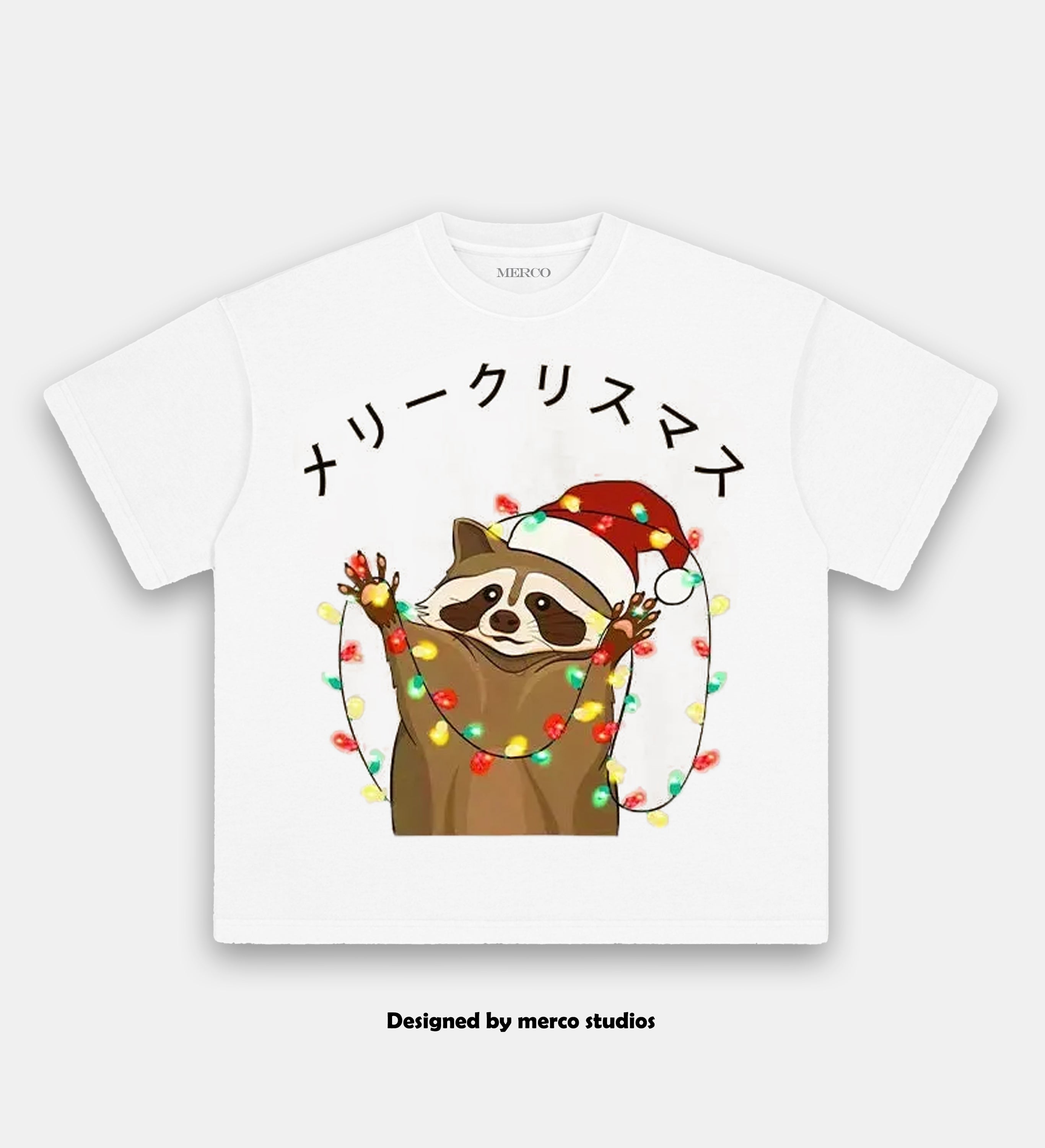 Raccoon Christmas Washed Vintage T-Shirt