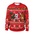 Christmas printed round-neck sweater top for couple