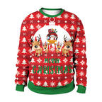 Christmas printed round-neck sweater top for couple
