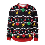 Christmas printed round-neck sweater top for couple