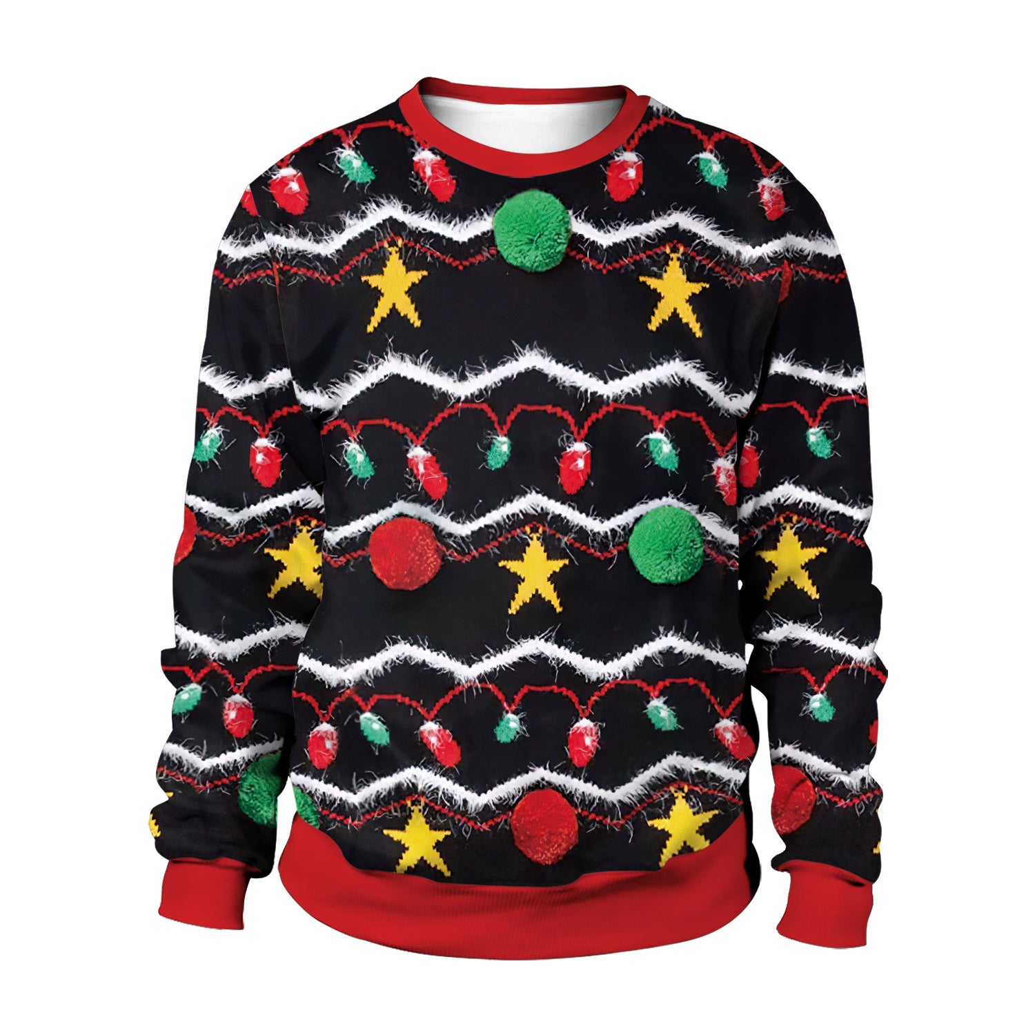 Christmas printed round-neck sweater top for couple