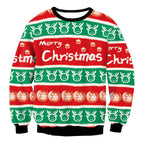Christmas printed round-neck sweater top for couple