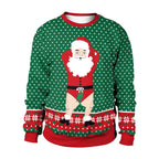 Christmas printed round-neck sweater top for couple