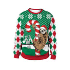 Christmas printed round-neck sweater top for couple