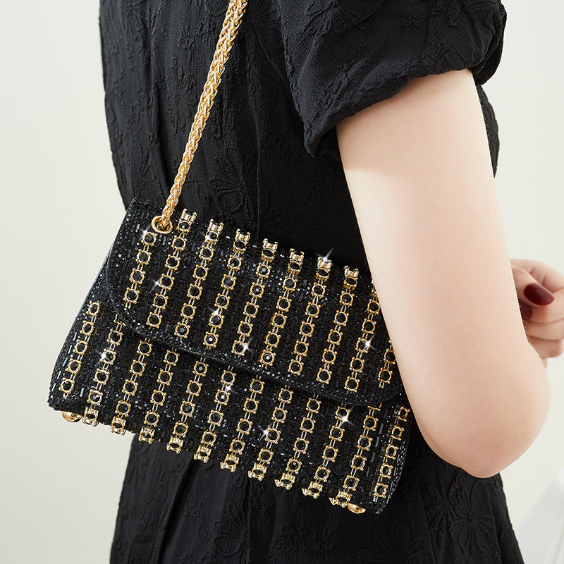 Luxury Colorful Rhinestone Evening Clutch Bag For Women, Bling Crystal Diamond Chain Crossbody Bag, Party Prom Night Club Glitter Shoulder Purse, Elegant Formal Event Wedding Handbag